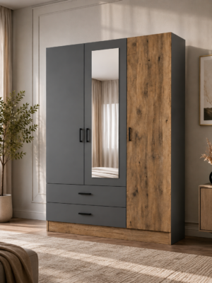 Aston 3 Kapaklı Aynalı Gardırop