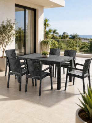 Verona 7 Parça Antrasit Rattan Bahçe Masa Takımı