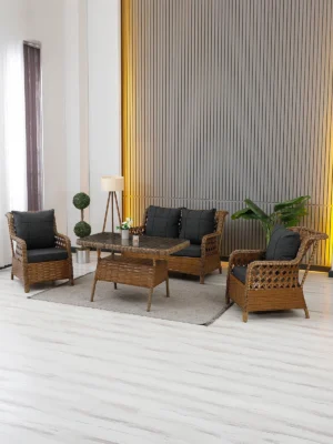 Torina 4 Parça Kahverengi Rattan Bahçe ve Balkon Oturma Grubu